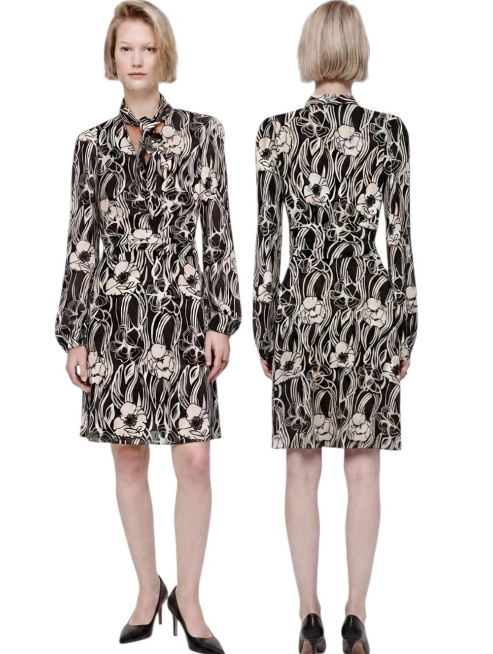 BANANA REPUBLIC Silk Poppy Print A-line Dress - Size XS - Picture 1 of 14